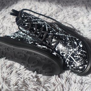 Alexander McQueen | Swilly Calf/ Graffito Print Leather Combat Boots